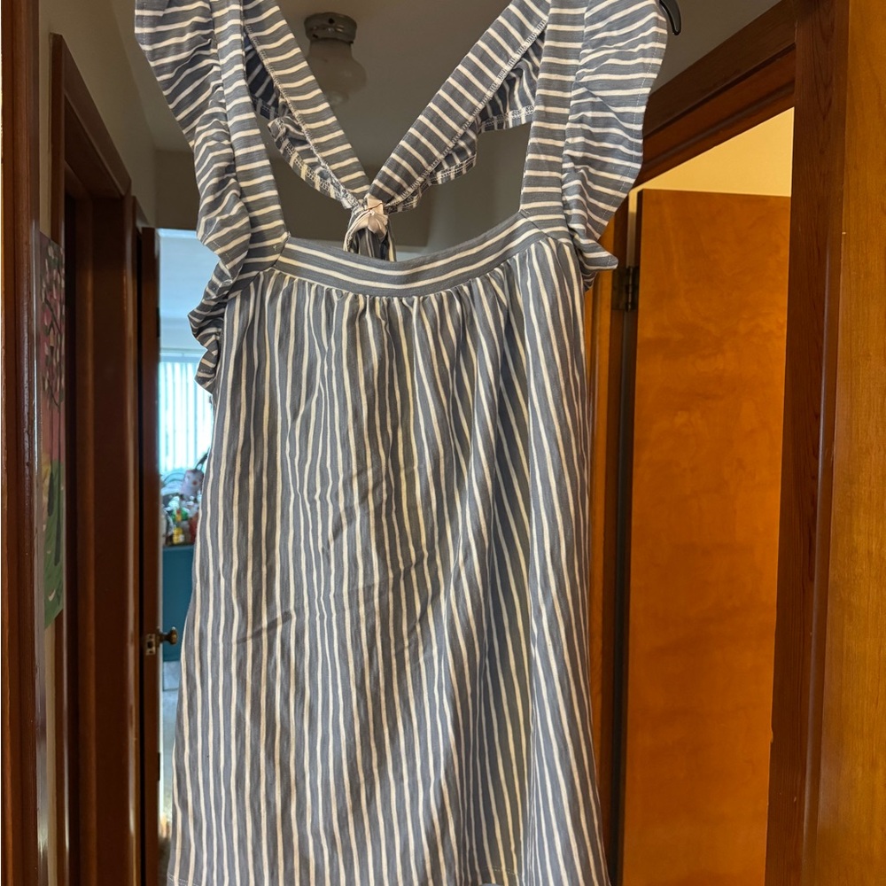 Striped Blue and White Women’s tank top